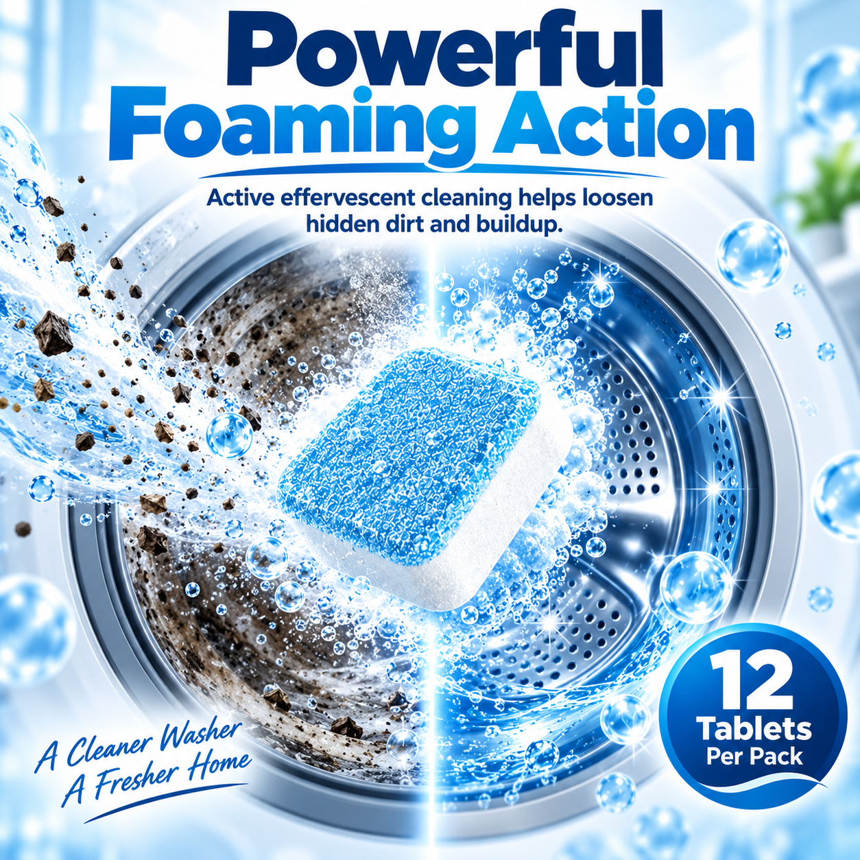 🫧 Washing Machine Cleaner Tablets – 12-Pack Deep Cleaning Tablets