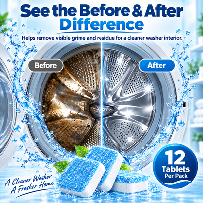 🫧 Washing Machine Cleaner Tablets – 12-Pack Deep Cleaning Tablets