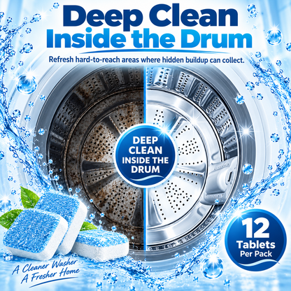 🫧 Washing Machine Cleaner Tablets – 12-Pack Deep Cleaning Tablets