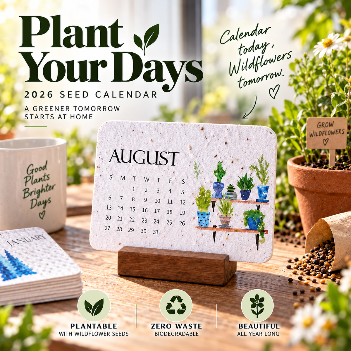 🌱 48% OFF 2027 Plantable Seed Calendar – Use It, Plant It, Grow It 🌼