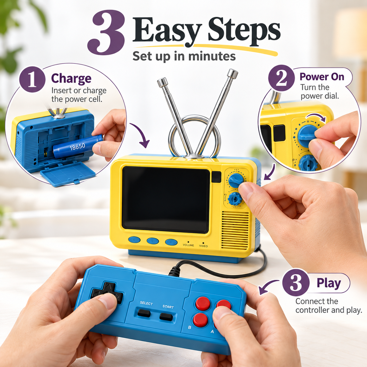 🎮 Classic Retro Mini TV Game Console - Wireless Handheld Console 📺
