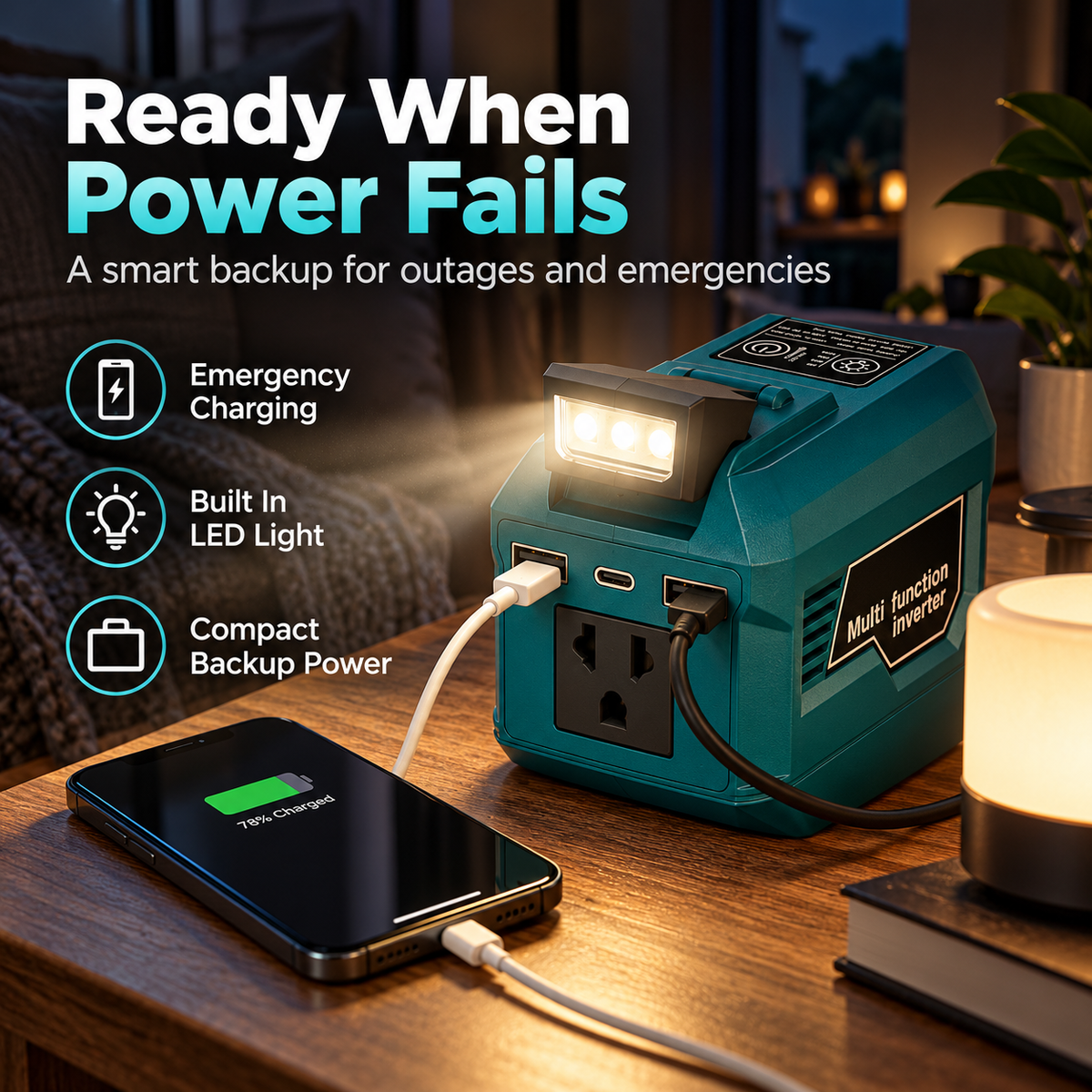 🔥250W Portable Power Inverter – Turn 18V–21V Tool Batteries Into 220V AC Power 🔋