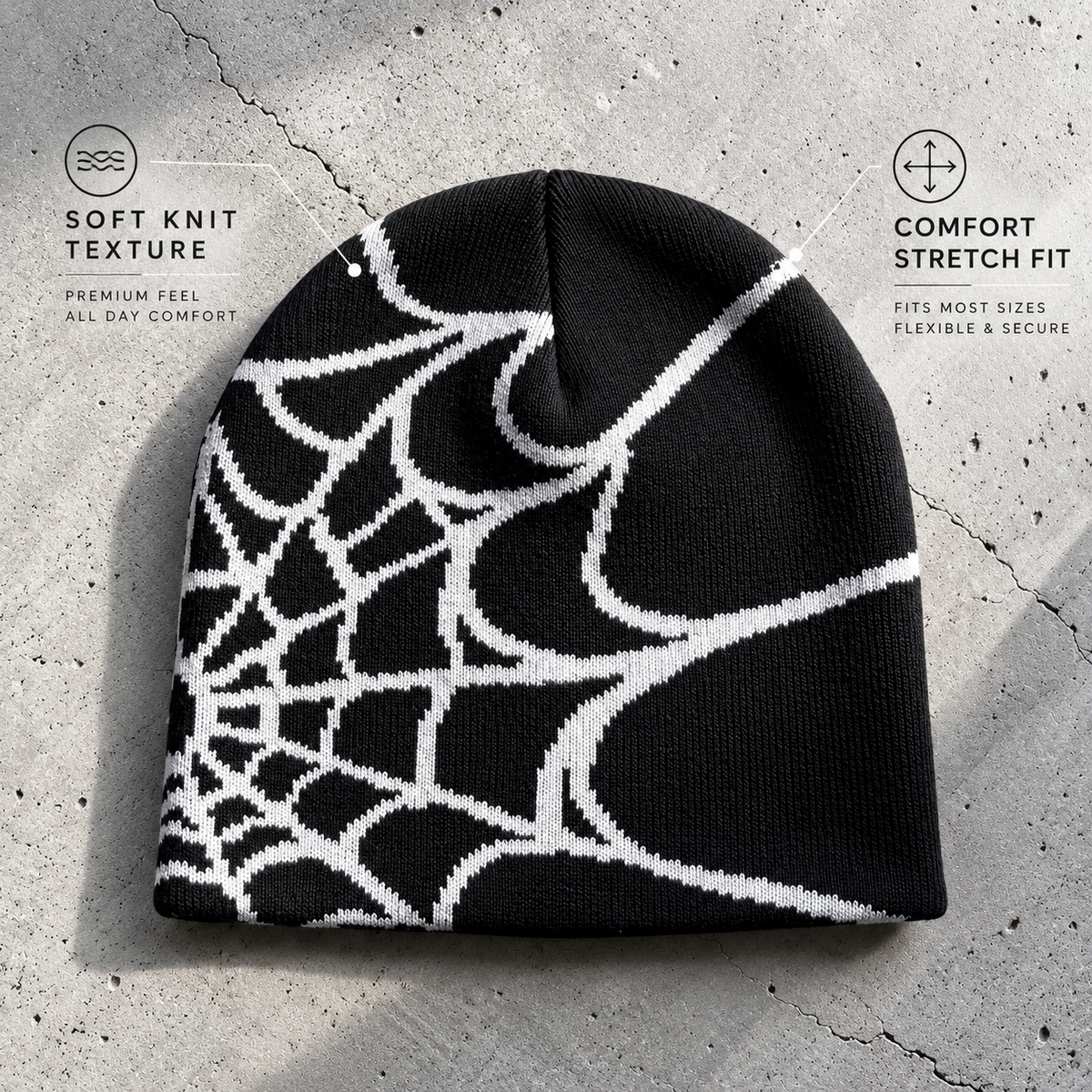 🕷️ Handmade Spider Web Knit Beanie