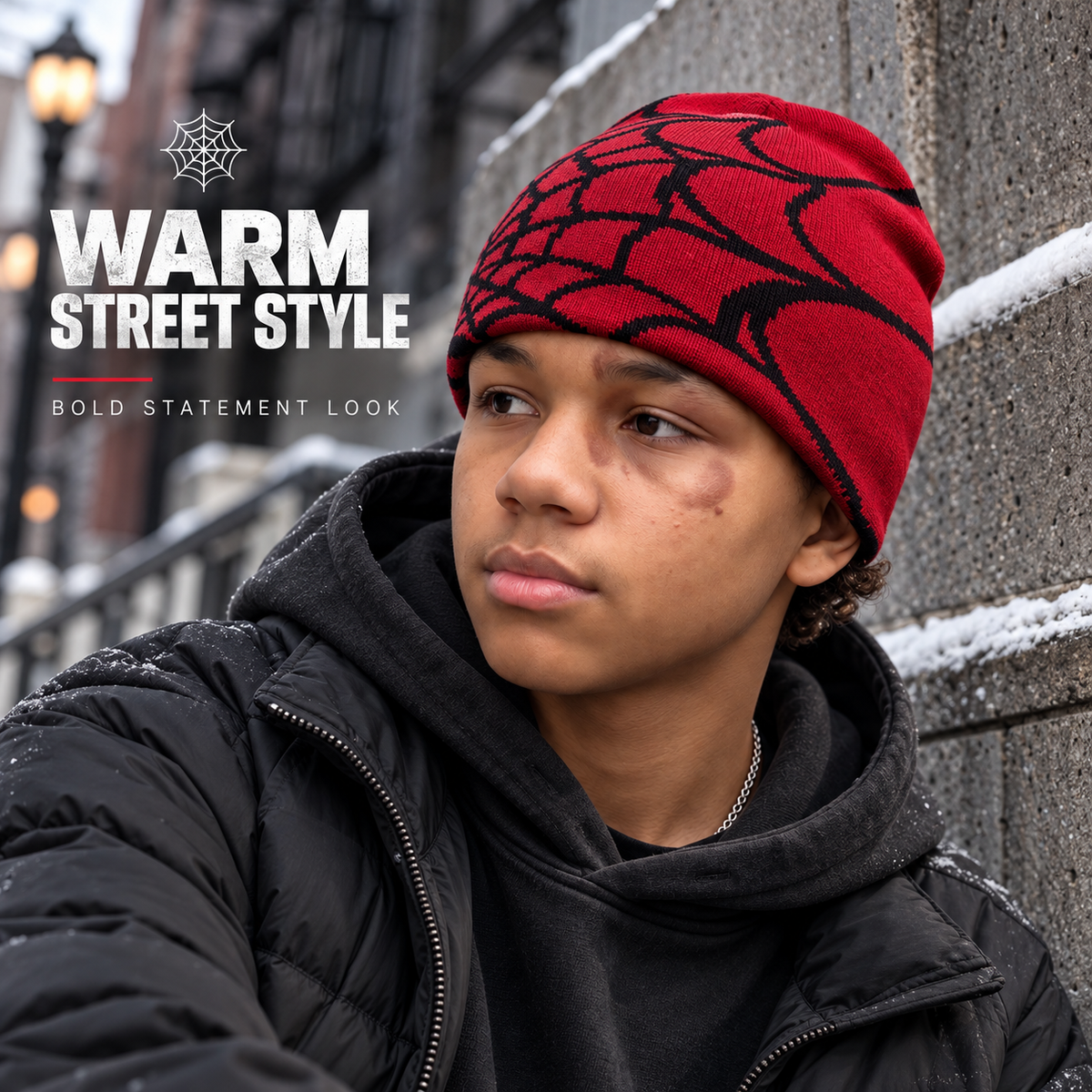 🕷️ Handmade Spider Web Knit Beanie