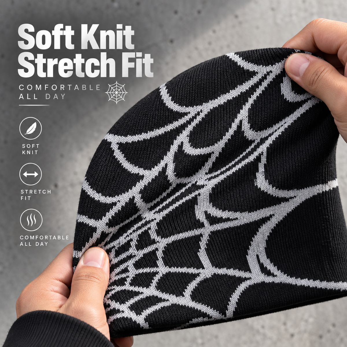 🕷️ Handmade Spider Web Knit Beanie