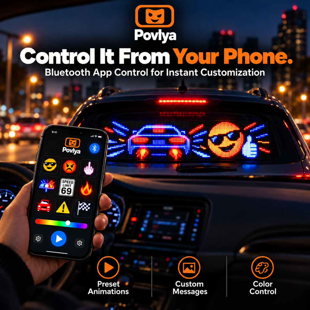 😈 Funny LED Car Window Display ✨ Let Your Car Do the Talking!