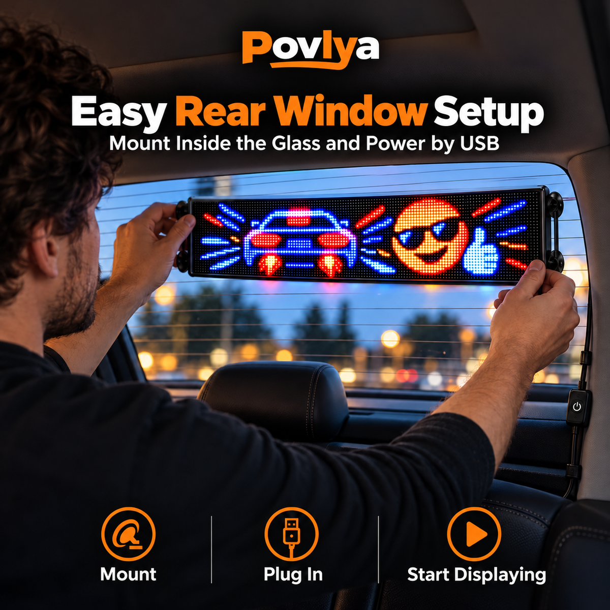 😈 Funny LED Car Window Display ✨ Let Your Car Do the Talking!