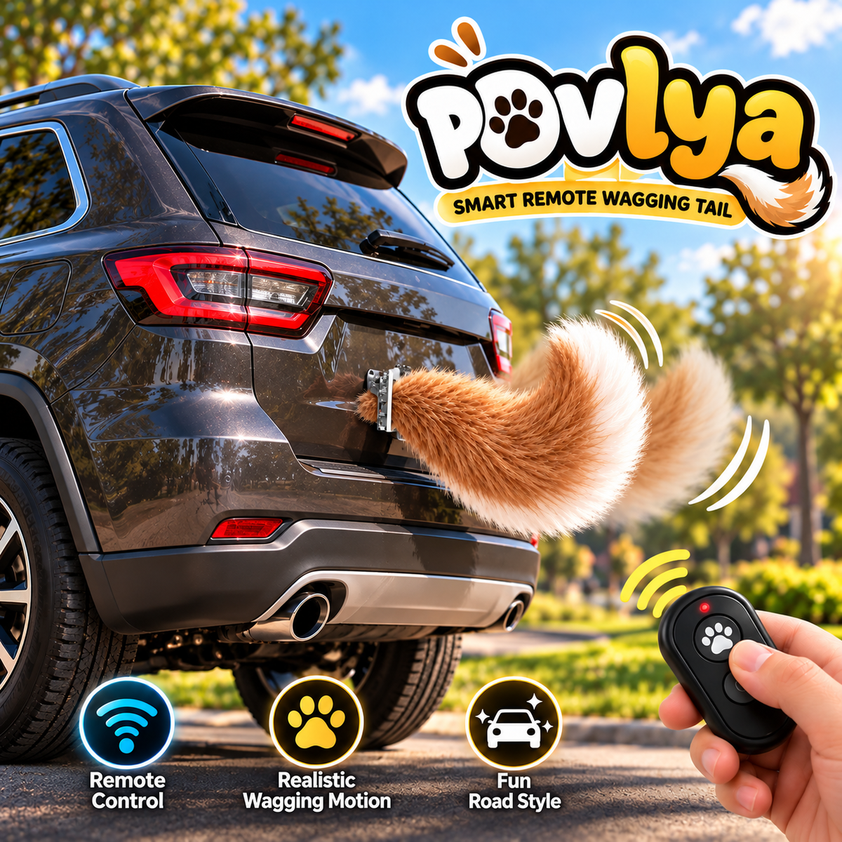 😂 Remote Control Wagging Car Tail ✨ Your Car Can Wag Its Tail Too!