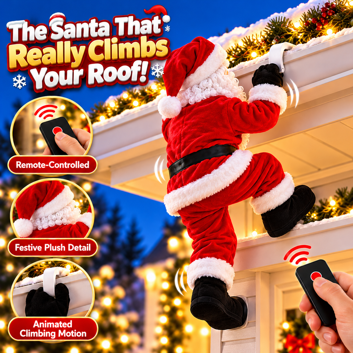 🎄 Climbing Santa Christmas Decoration – Watch Santa Try to Climb Your Roof! 🎅