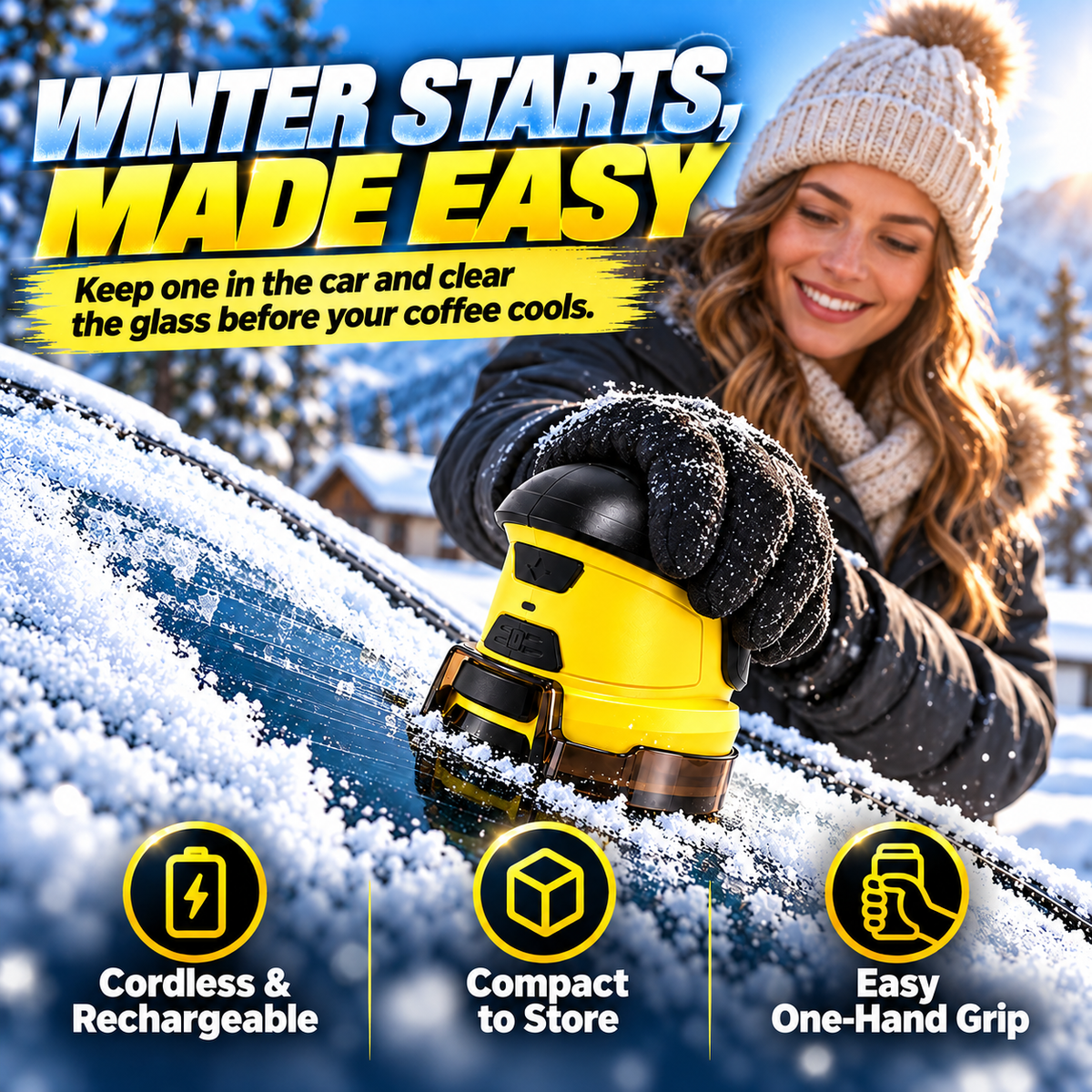 ❄️ Electric Ice Scraper – 1600 RPM Cordless Windshield De-Icer 🚗