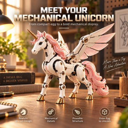 🦄 2-in-1 Mechanical Transforming Unicorn Egg Toy with Articulated Wings & Horn 🥚