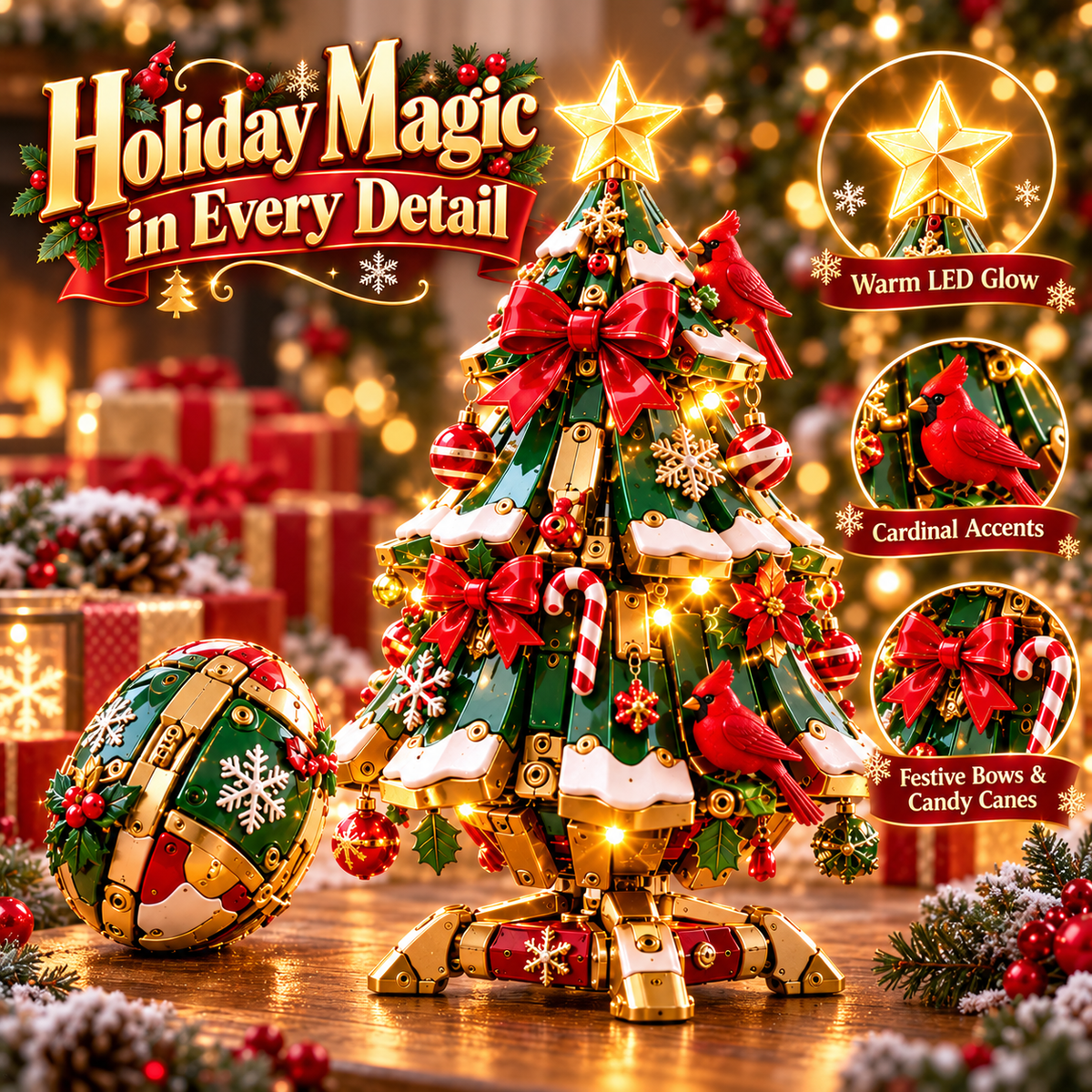 🎄 Egg-to-Christmas Tree™ Magical Transforming Toy – Cardinal Christmas Tree Holiday Gift 🎁