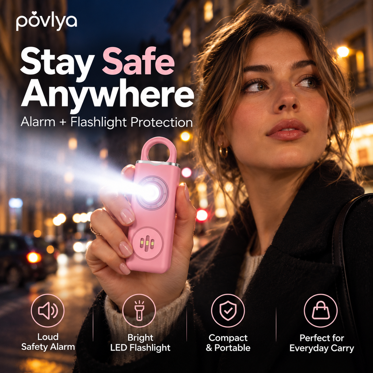💕 Personal Safety Alarm Keychain ✨ Loud Siren & LED Light for Peace of Mind
