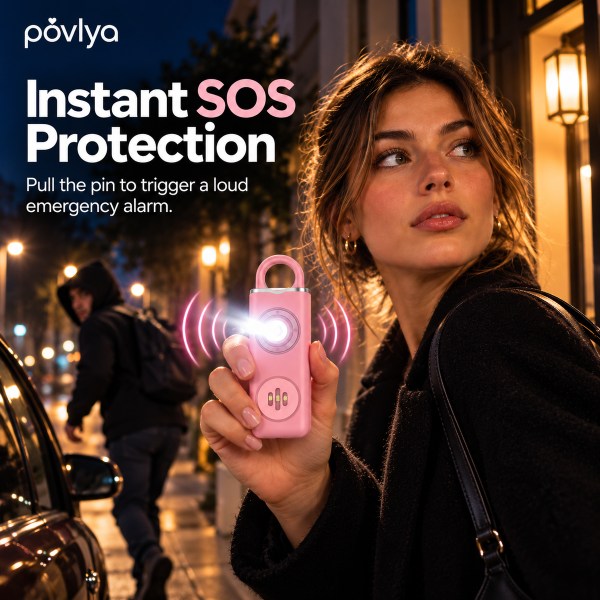 💕 Personal Safety Alarm Keychain ✨ Loud Siren & LED Light for Peace of Mind