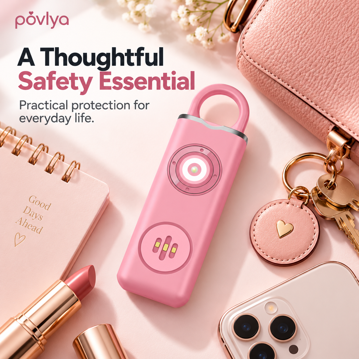 💕 Personal Safety Alarm Keychain ✨ Loud Siren & LED Light for Peace of Mind