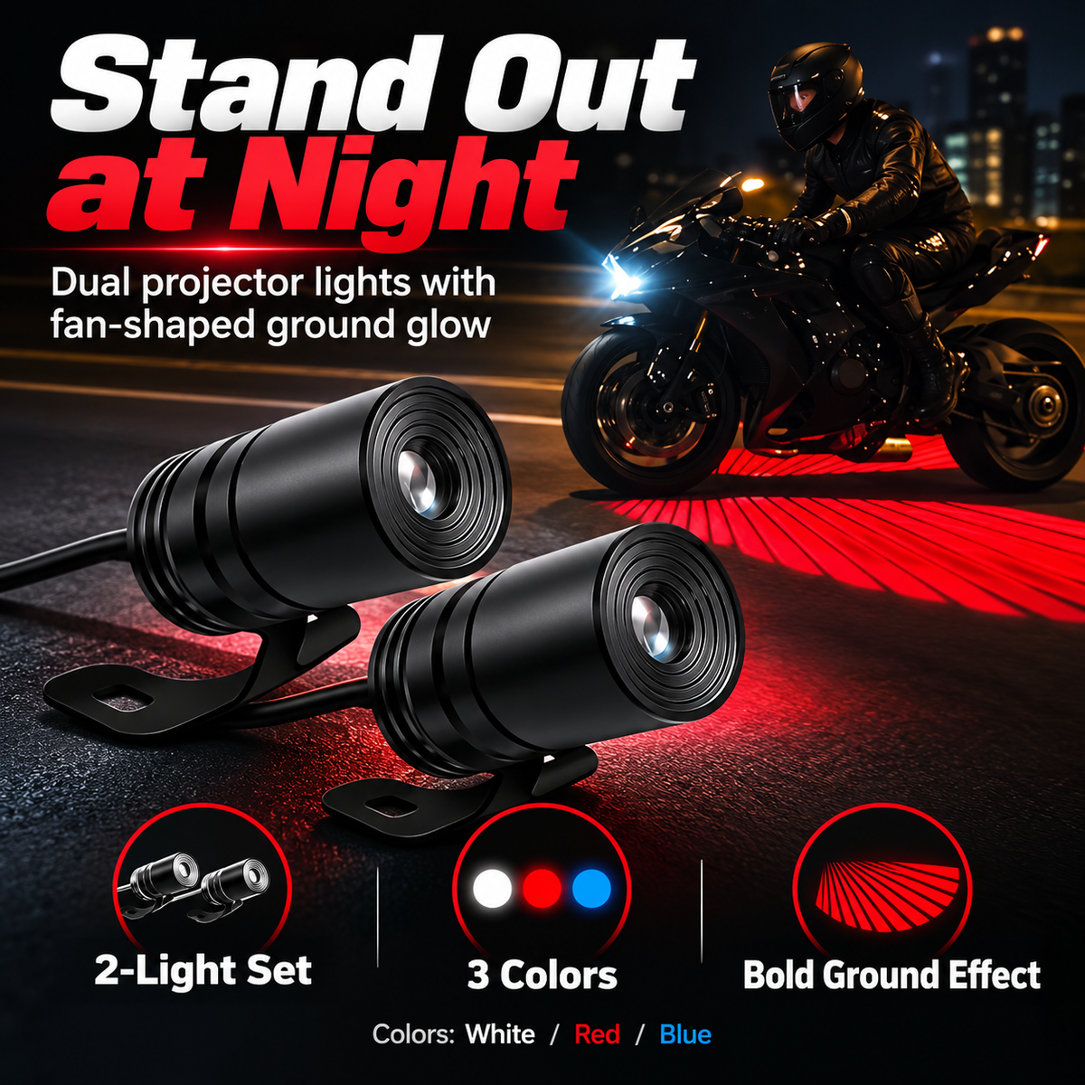 🏍️ Dual Motorcycle Laser Projector Lights