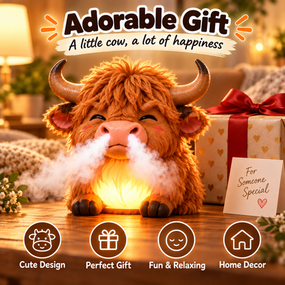 🐮 Highland Cow Huff™💡 – Tap-to-Puff Humidifier & Colorful Night Light
