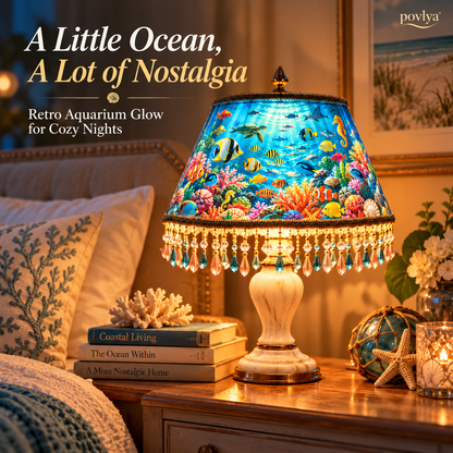 🐠 Vintage Rotating Fish Lamp ✨ Hypnotic Fish Motion & Crystal Fringe