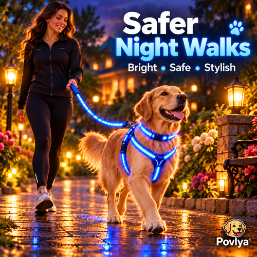 🐕 LED Light-Up Dog Harness & Leash Set - Night Safety Walking Gear ✨