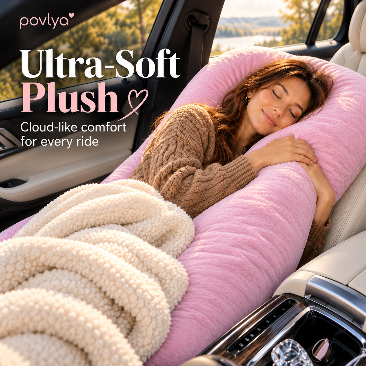 🚗 CozyDrive™ Full-Body Car Seat Pillow – Ultimate Travel Comfort 💗