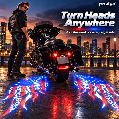 🔥 American Flag Motorcycle Wing Lights 🏍️ Bold USA Custom Projection