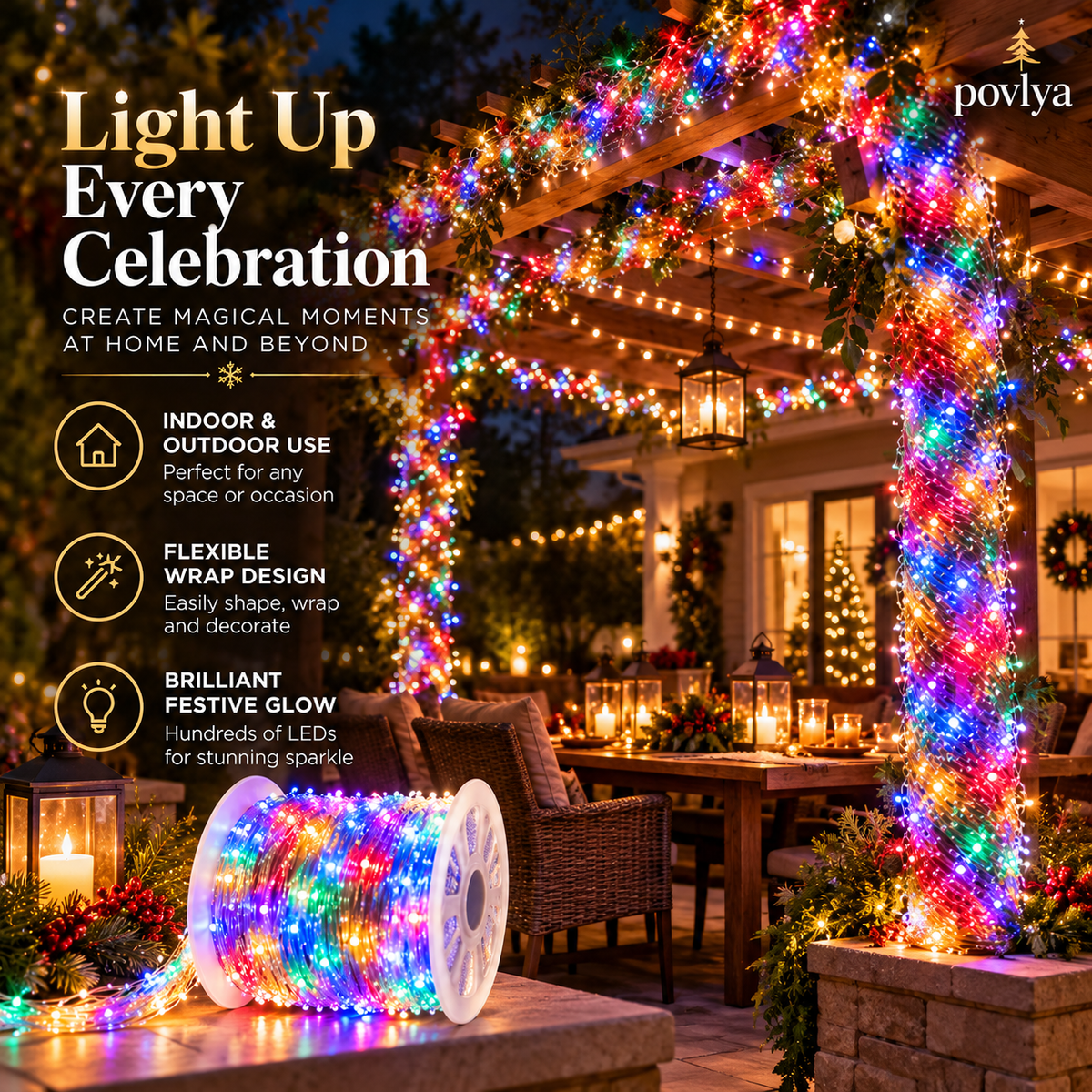 ✨ USB-Powered LED Cluster Christmas Lights 🎄 8 Modes, Remote Control & Multicolor or Warm White