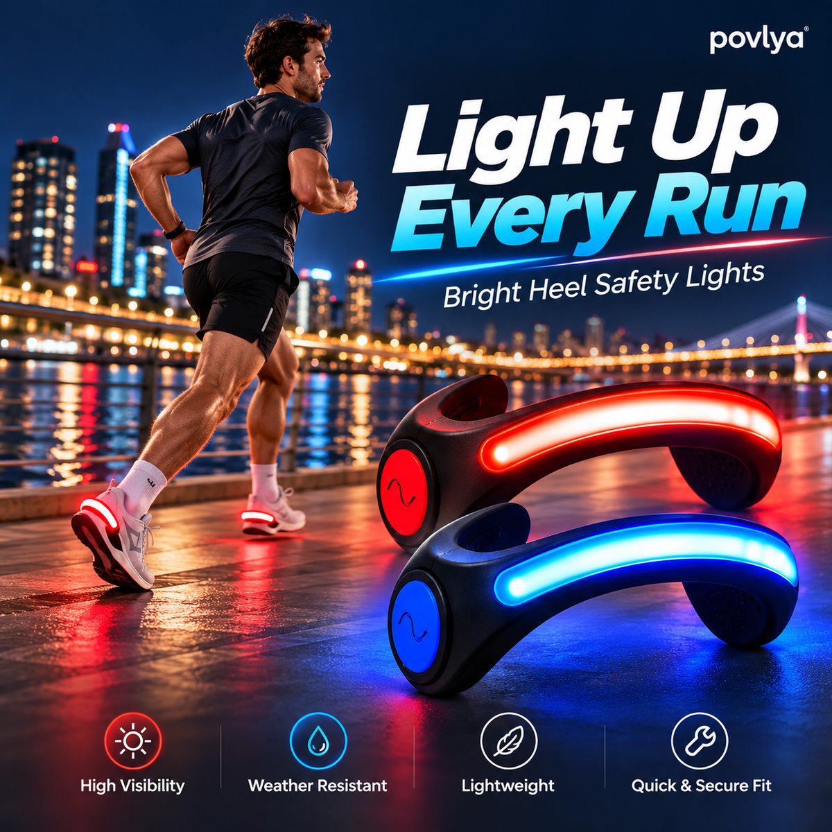 🏃 LED Shoe Heel Lights ✨ Stay Visible on Every Night Run