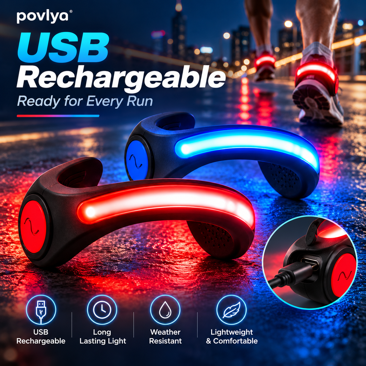 🏃 LED Shoe Heel Lights ✨ Stay Visible on Every Night Run