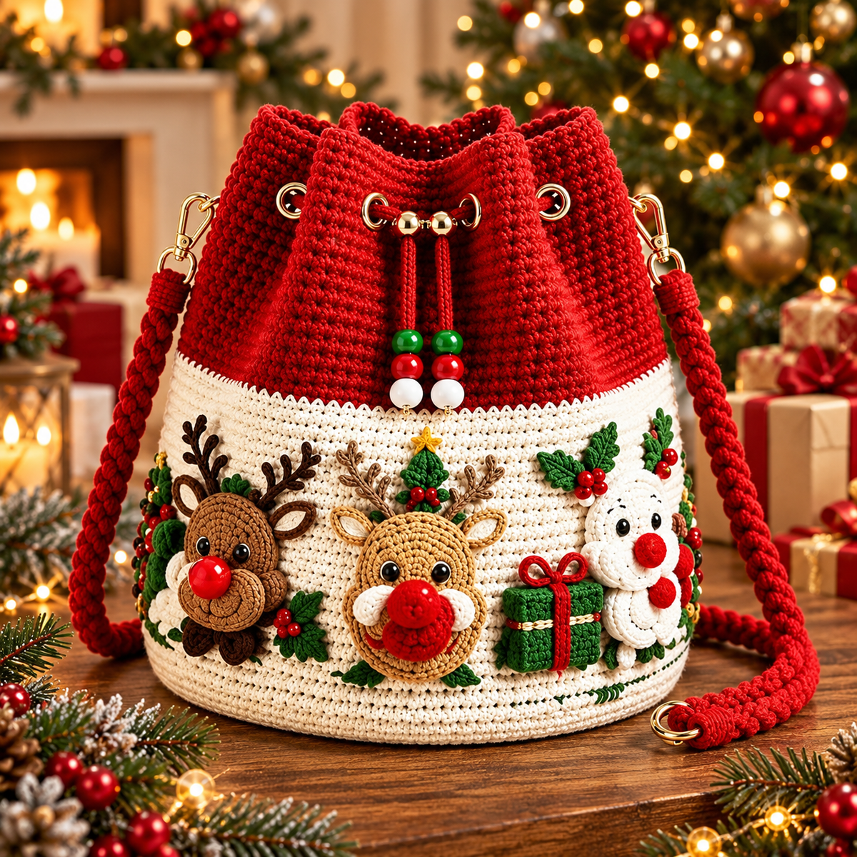 🎄 Handcrafted Holiday Love – Pure Crochet Christmas Bucket Bags! ❤️