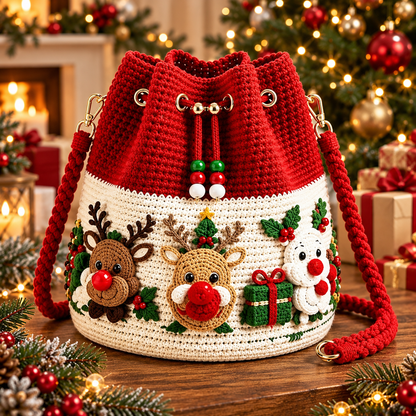 🎄 Handcrafted Holiday Love – Pure Crochet Christmas Bucket Bags! ❤️