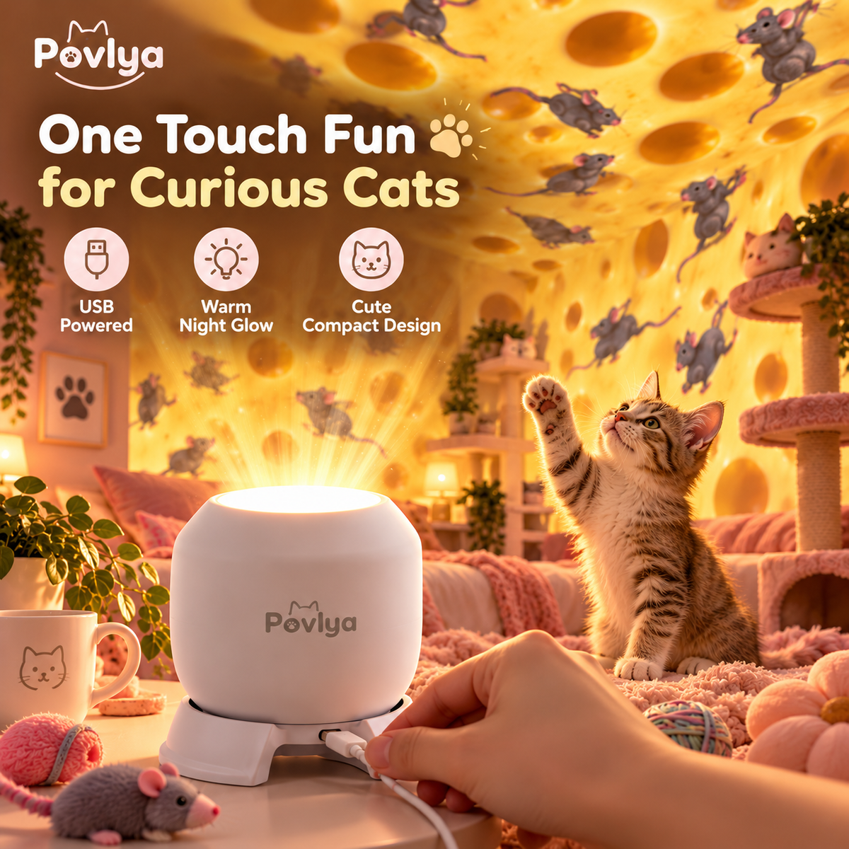 🐱 3D Cat Ceiling Projector ✨ Light Up Your Cat's World