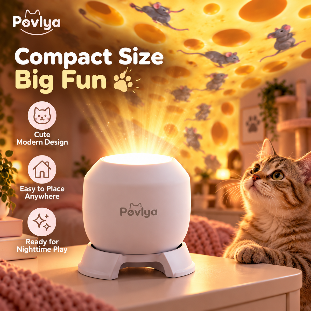 🐱 3D Cat Ceiling Projector ✨ Light Up Your Cat's World