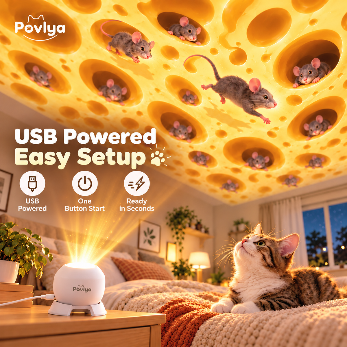 🐱 3D Cat Ceiling Projector ✨ Light Up Your Cat's World