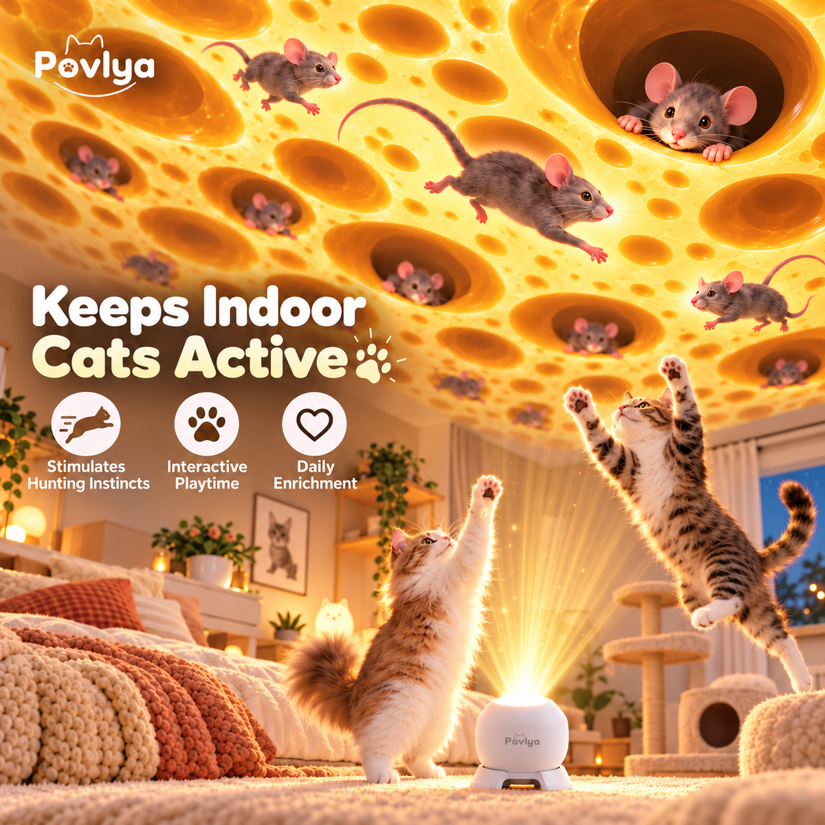 🐱 3D Cat Ceiling Projector ✨ Light Up Your Cat's World