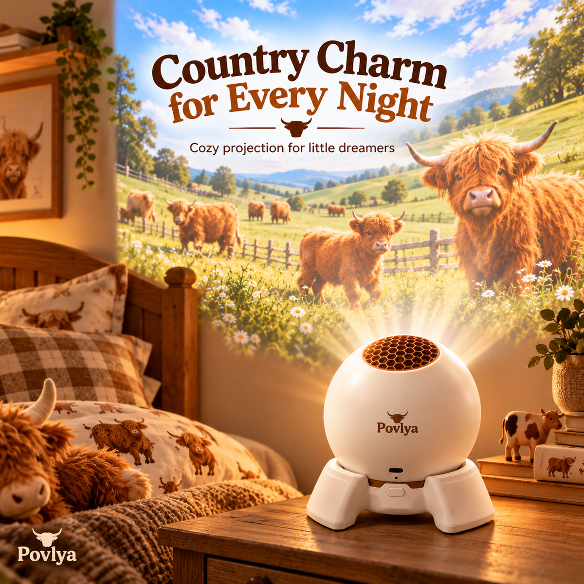 🐮 Highland Cow Farm Projector ✨ Bring Country Charm Into Your Home