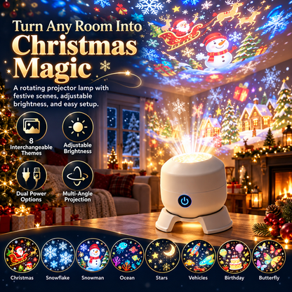 🎄 50% OFF – Christmas Rotating Projector Light with 8 Festive Scenes ✨