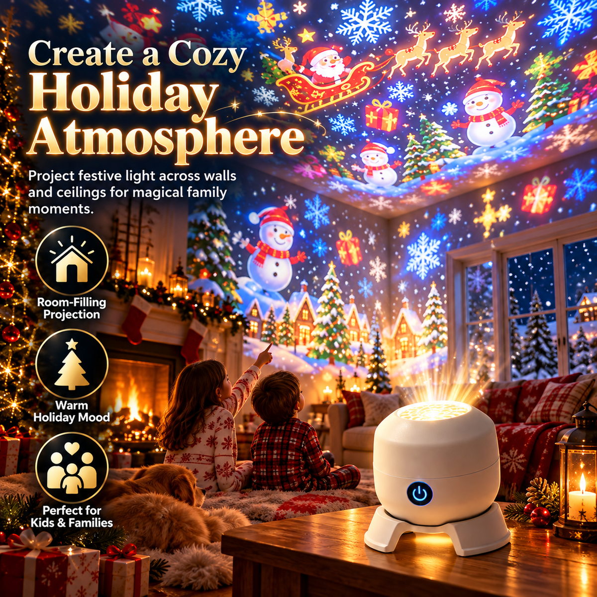 🎄 50% OFF – Christmas Rotating Projector Light with 8 Festive Scenes ✨