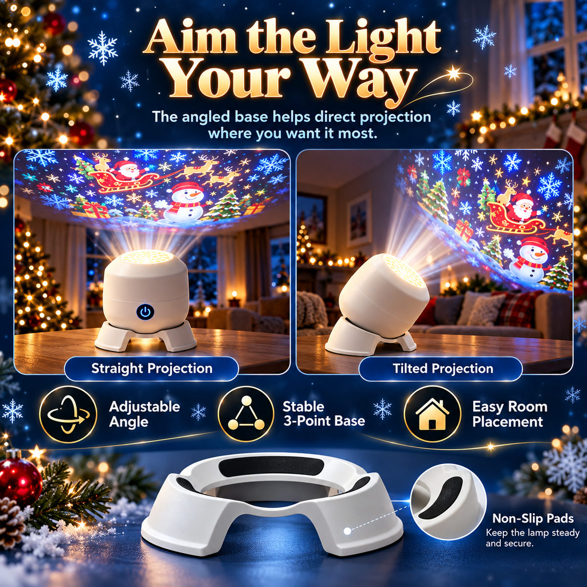 🎄 50% OFF – Christmas Rotating Projector Light with 8 Festive Scenes ✨