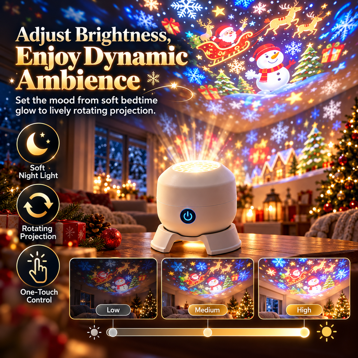 🎄 50% OFF – Christmas Rotating Projector Light with 8 Festive Scenes ✨