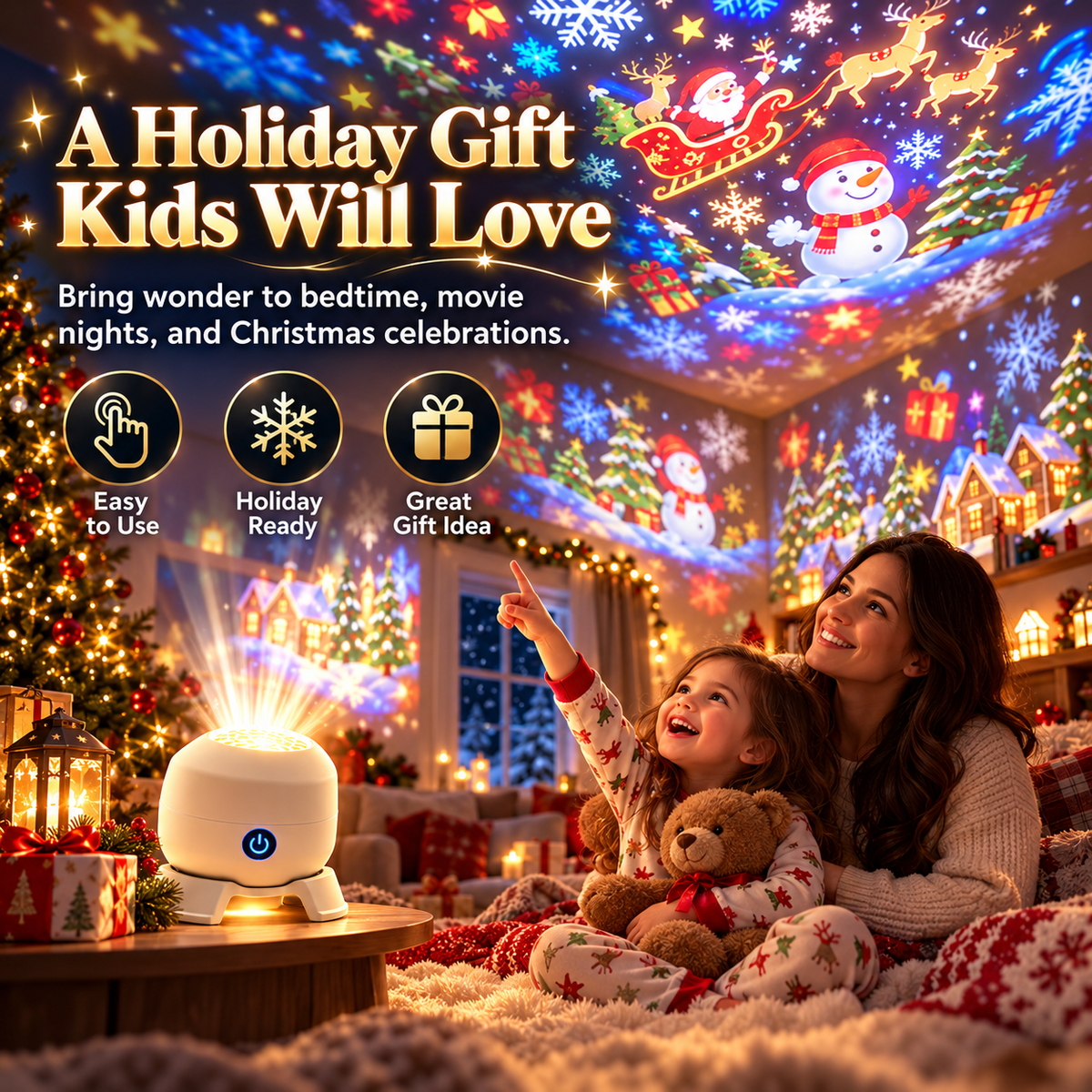 🎄 50% OFF – Christmas Rotating Projector Light with 8 Festive Scenes ✨