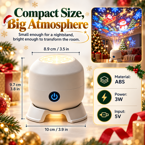 🎄 50% OFF – Christmas Rotating Projector Light with 8 Festive Scenes ✨