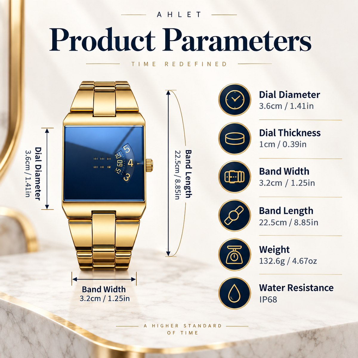 ⌚ Men’s Classic Gold Square Quartz Watch for Everyday Elegance