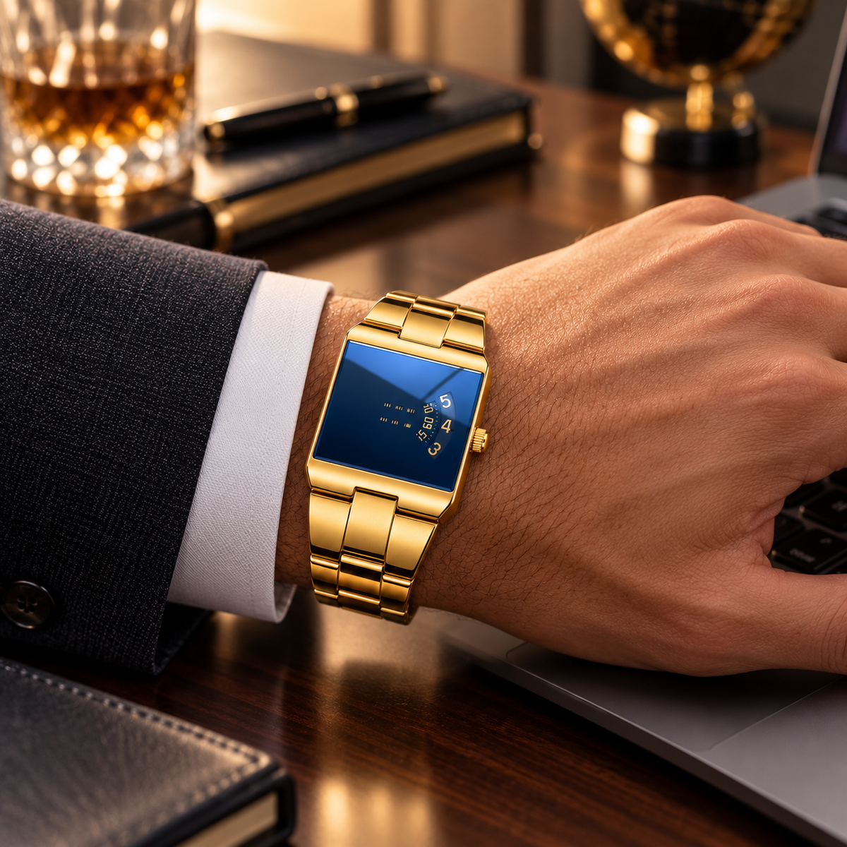 ⌚ Men’s Classic Gold Square Quartz Watch for Everyday Elegance