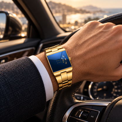 ⌚ Men’s Classic Gold Square Quartz Watch for Everyday Elegance
