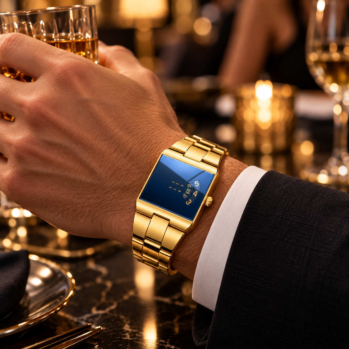 ⌚ Men’s Classic Gold Square Quartz Watch for Everyday Elegance