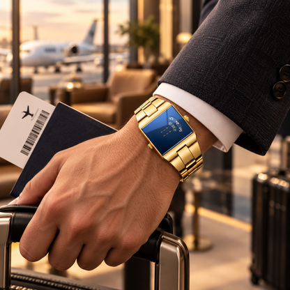 ⌚ Men’s Classic Gold Square Quartz Watch for Everyday Elegance