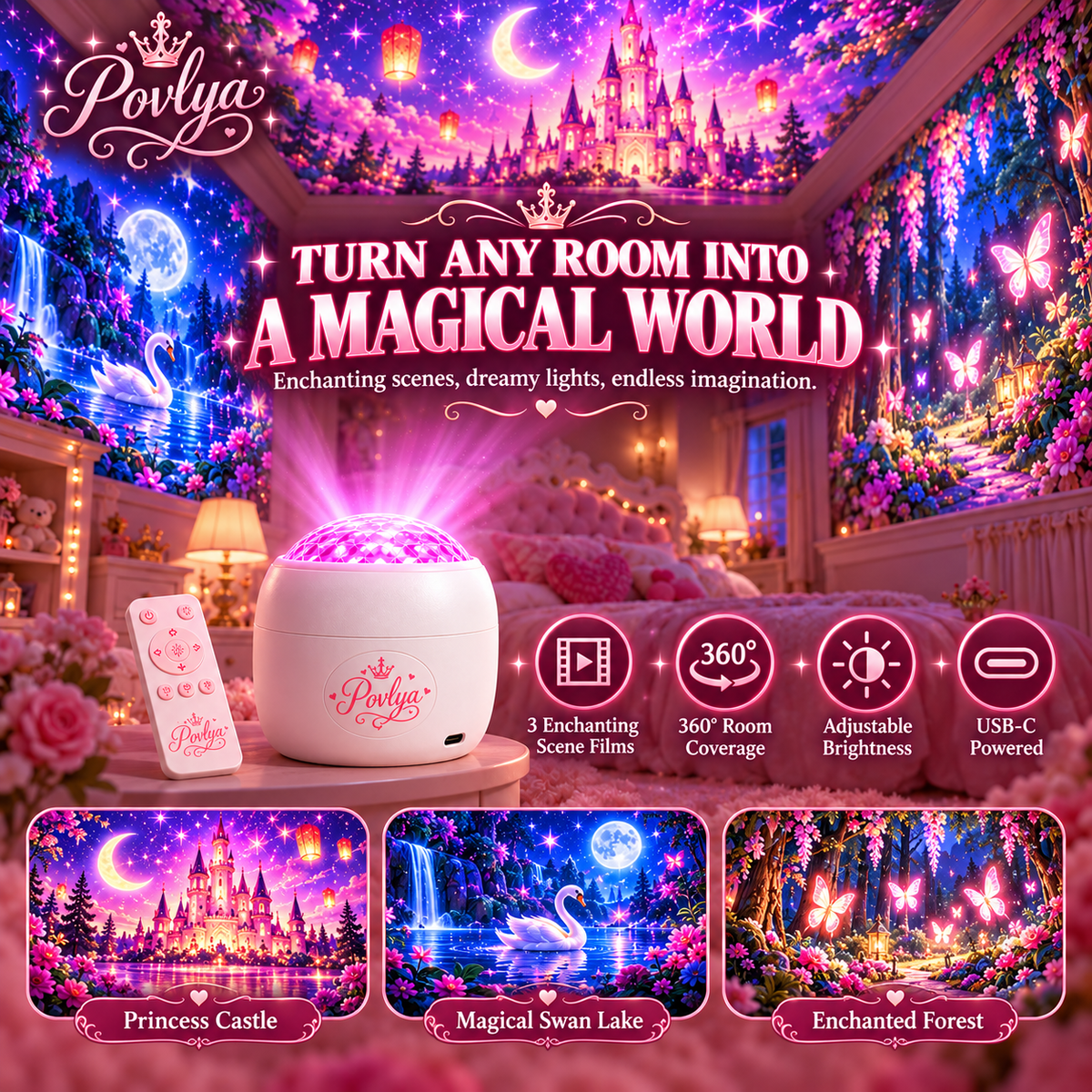 🏰 Magical Princess Projector ✨ Turn Her Room Into a Fairytale