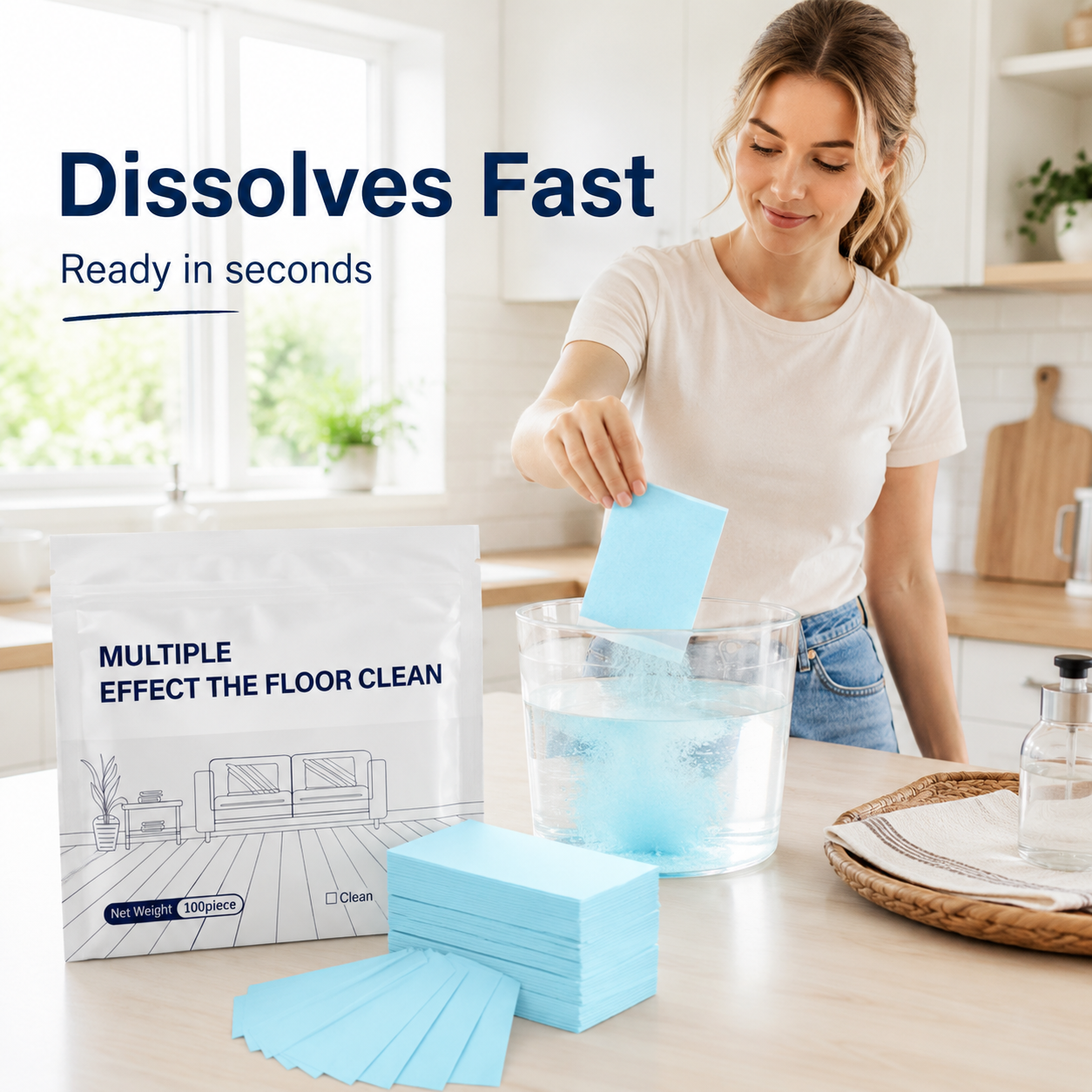 🫧Powerful Dissolvable Floor Cleaner Sheets – No Mess, Just Shine✨