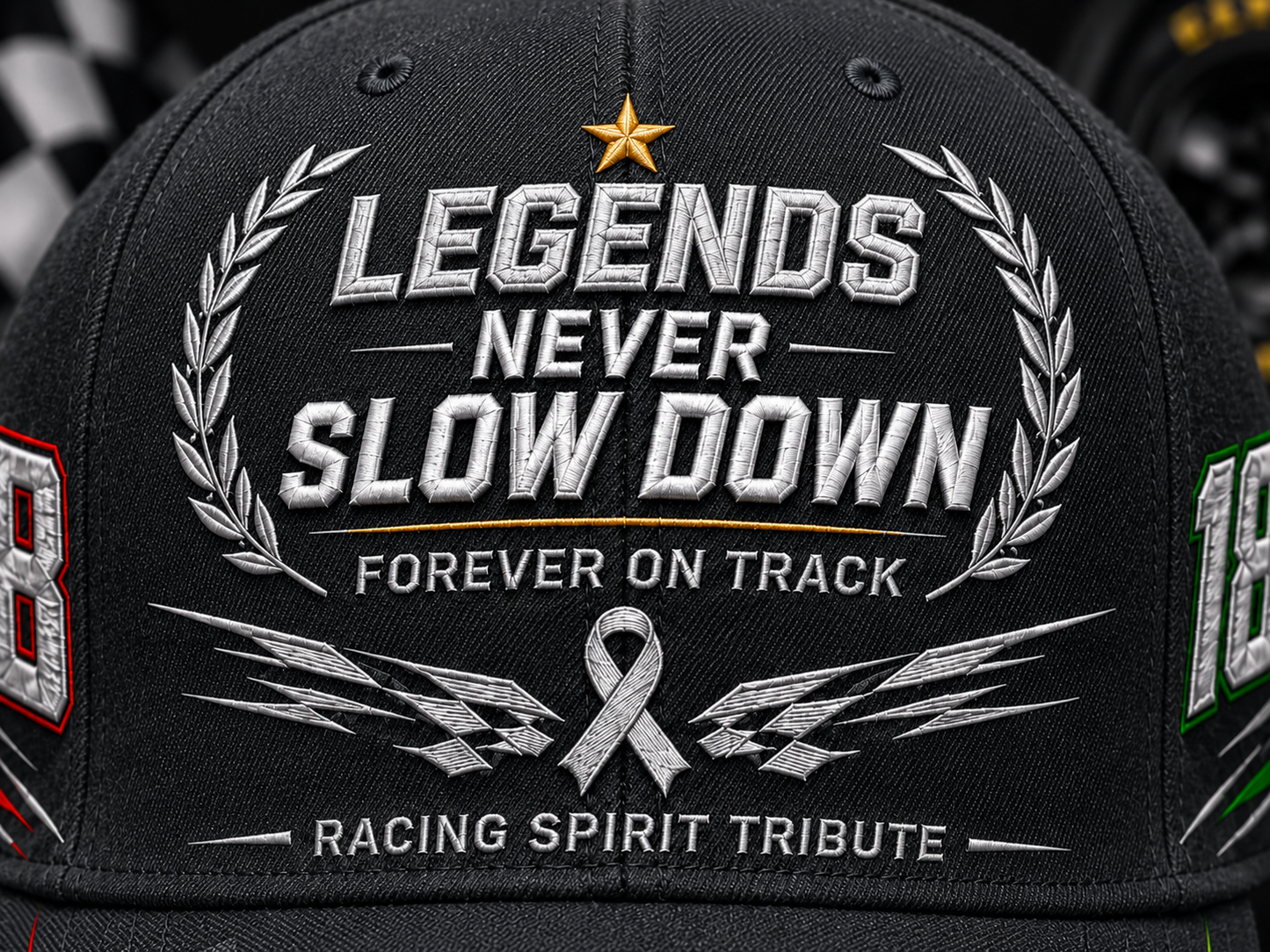 R.I.P. 8 & 18🕊️🙏💔Legends Never Slow Down Racing Spirit Tribute Cap 🏁