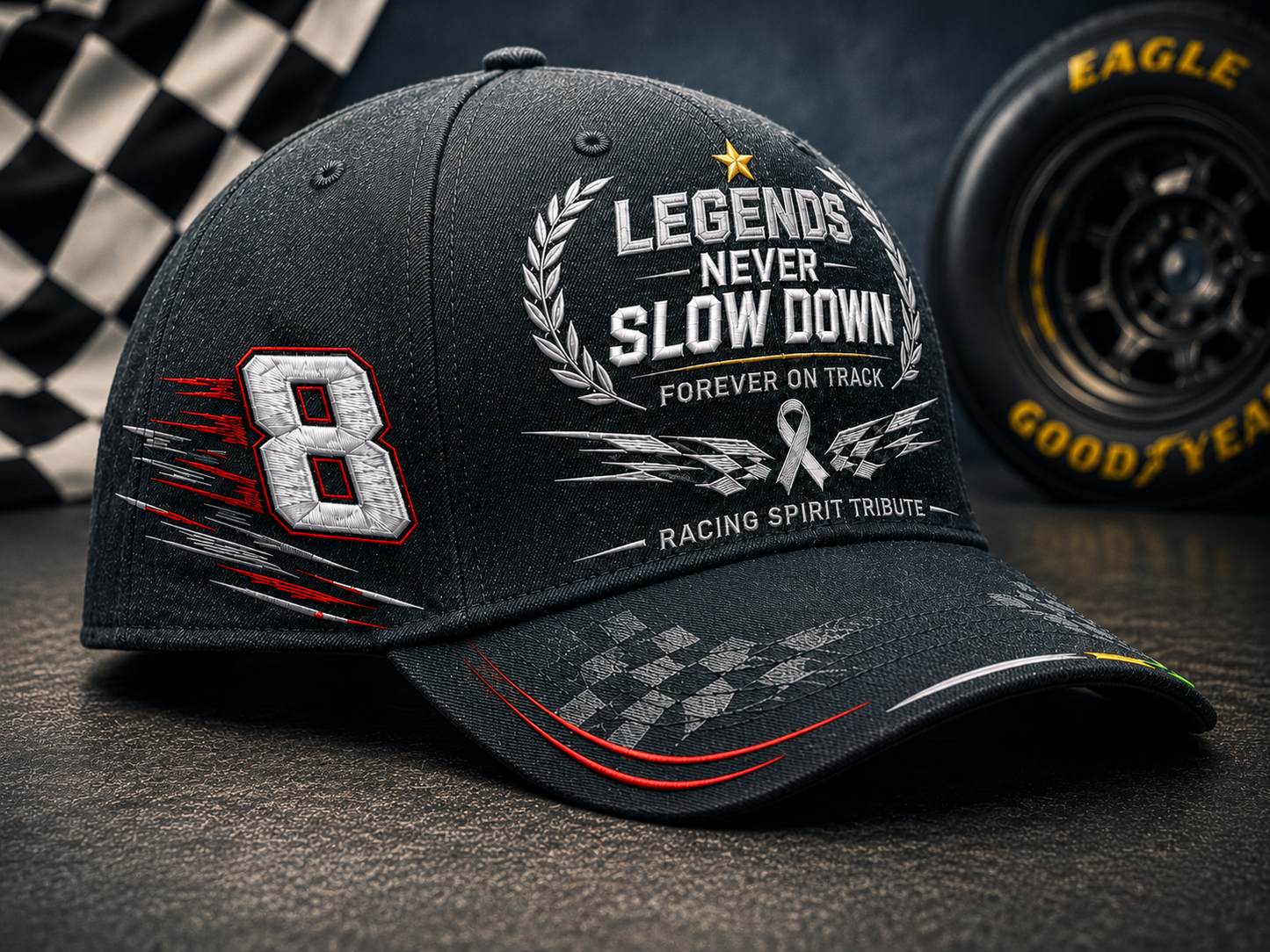 R.I.P. 8 & 18🕊️🙏💔Legends Never Slow Down Racing Spirit Tribute Cap 🏁